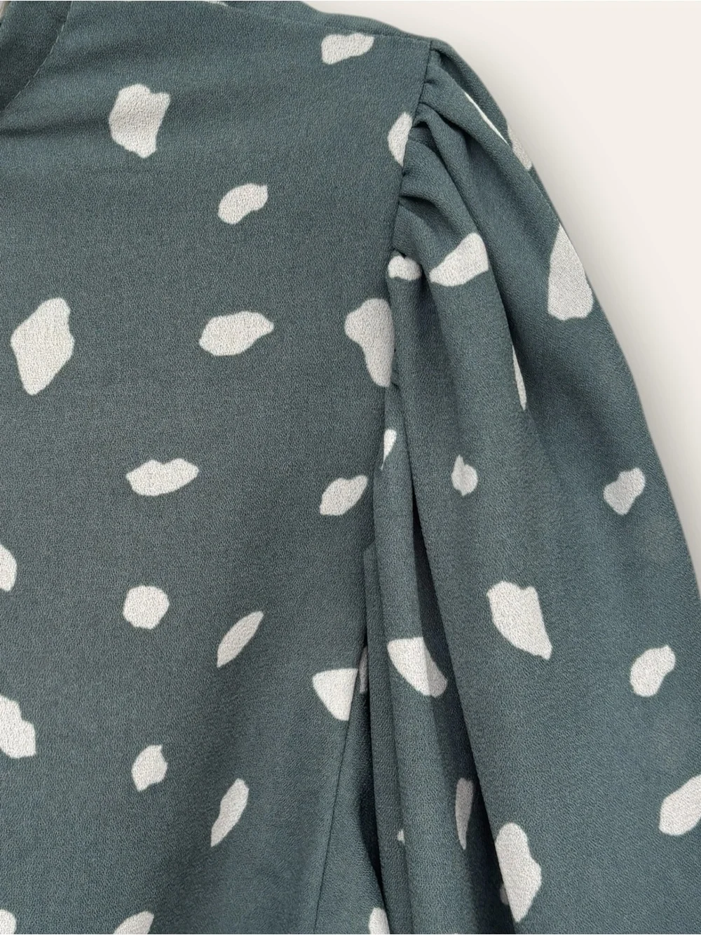 Abercrombie & Fitch Teal V-Neck Dot Print Blouse